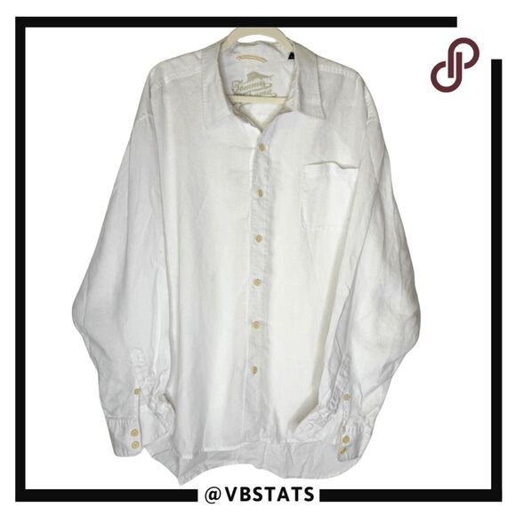 Tommy Bahama Men's 100% Linen Long‎ Sleeve Button Up Shirt White Size XXL - Picture 1 of 7
